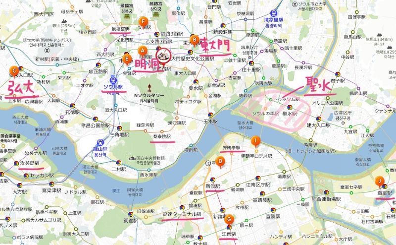 韓国地図全体から見る聖水洞の場所